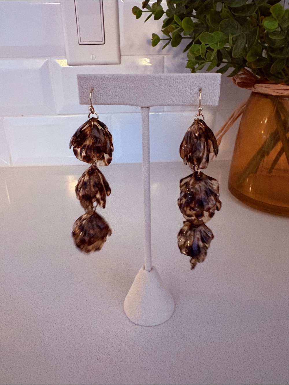 Gold-Tone Tortoiseshell Drop Earrings - Women Jewelry